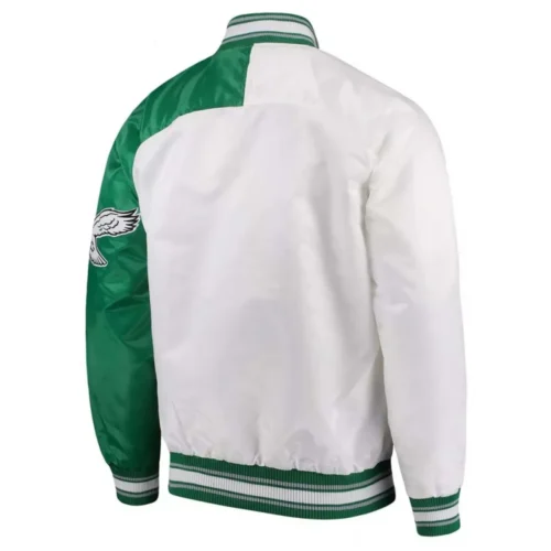 Alternative view of Philadelphia Eagles Dugout Spring Green & White Satin Varsity Jacket