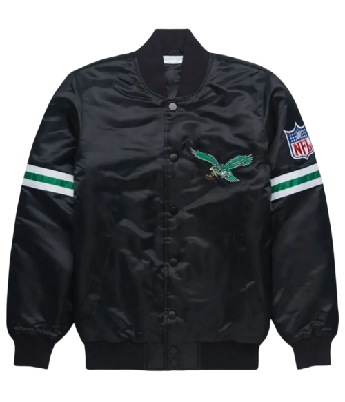 Philadelphia Eagles Vintage Black Satin Varsity Jacket