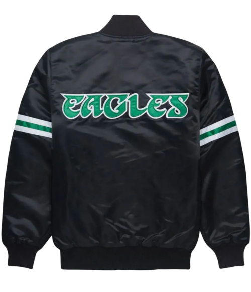 Alternative view of Philadelphia Eagles Vintage Black Satin Varsity Jacket