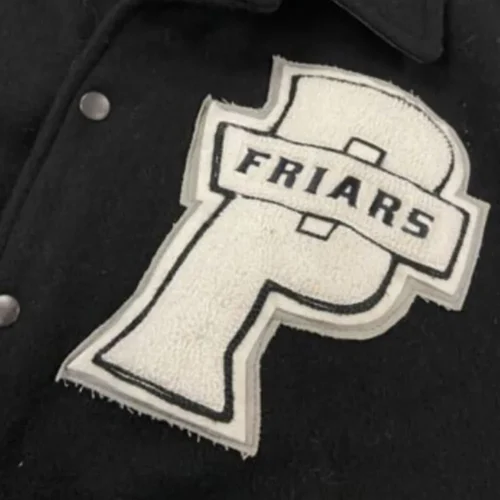 Providence Friars 90s Vintage Black & Gray Wool & Leather Varsity Jacket - Image 3
