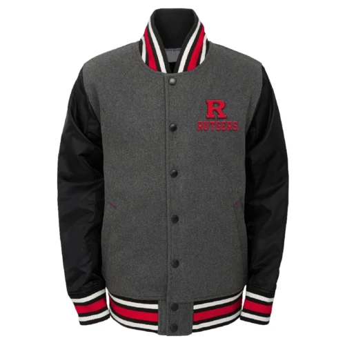 Rutgers Scarlet Knights Letterman Black Wool Varsity Jacket