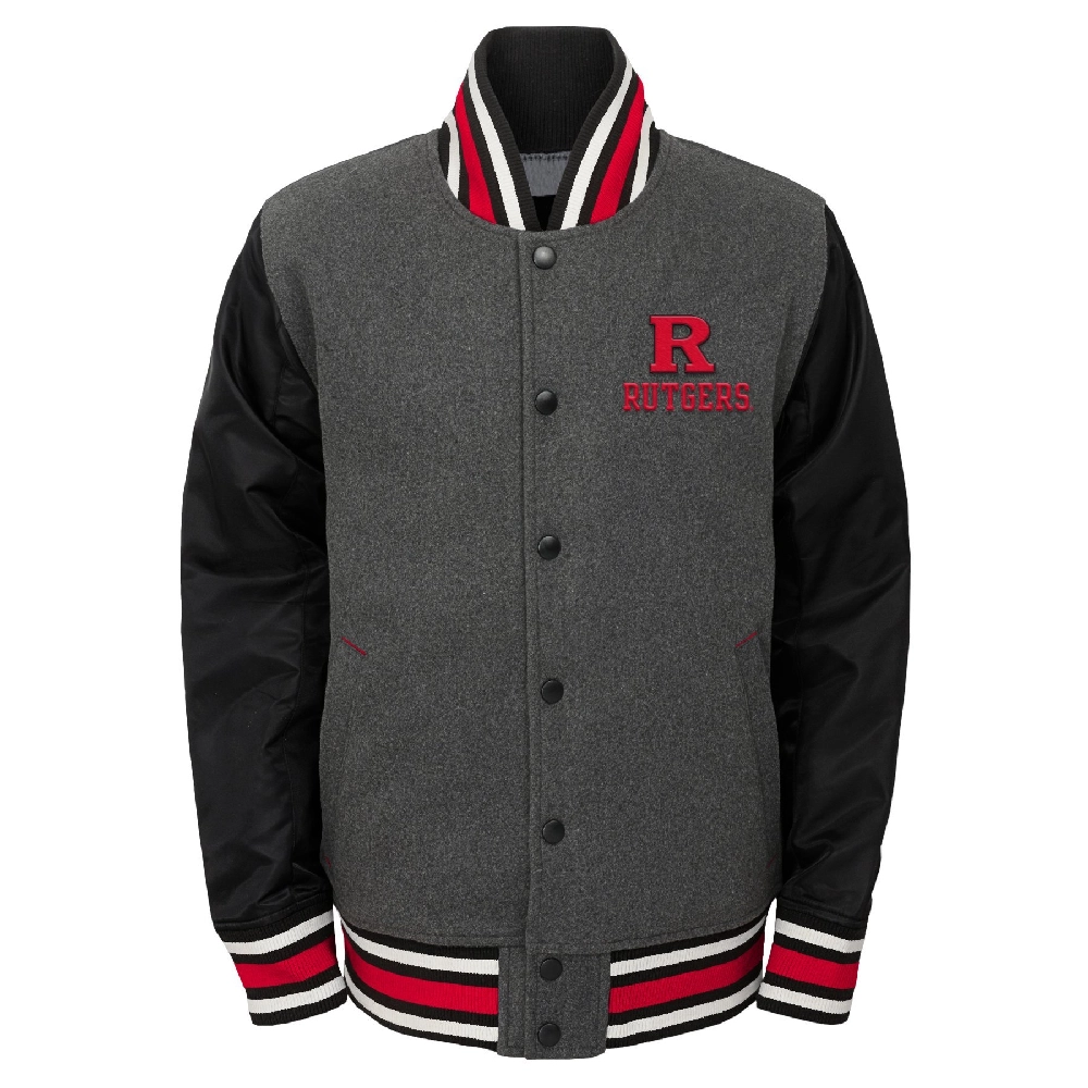 Rutgers Scarlet Knights Letterman Black Wool Varsity Jacket