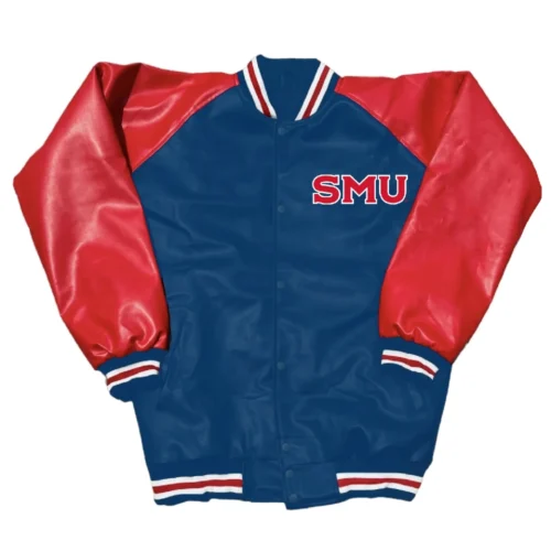 SMU Mustangs Letterman Blue & Red Leather Varsity Jacket
