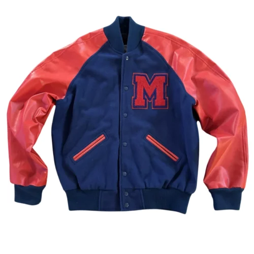 SMU Mustangs Letterman Navy & Orange Wool & Leather Varsity Jacket