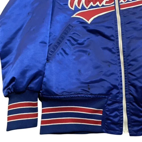 SMU Mustangs Vintage Royal Blue Bomber Satin Varsity Jacket - Image 3