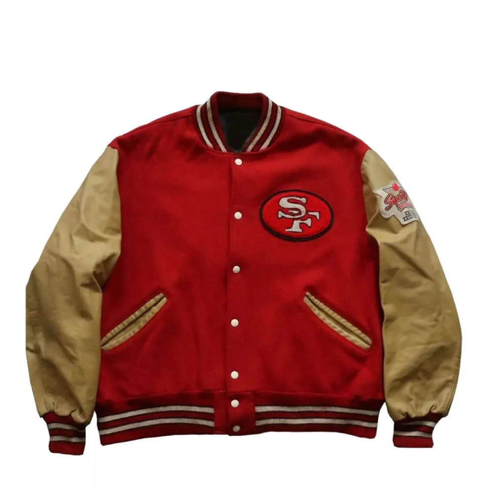 San Francisco 49ers Super Bowl Letterman Wool & Leather Varsity Jacket
