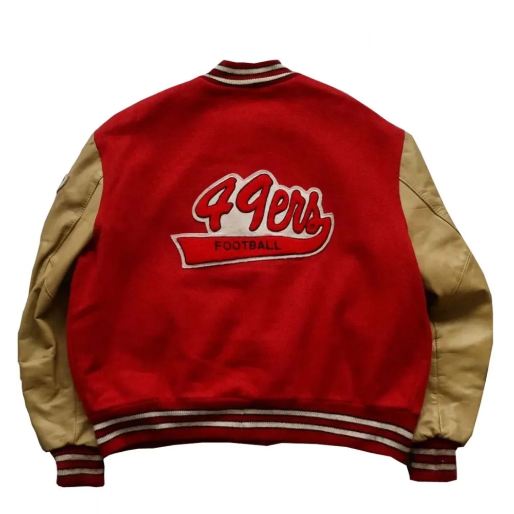 San Francisco 49ers Super Bowl Letterman Wool & Leather Varsity Jacket - Image 2
