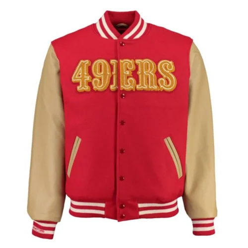 San Francisco 49ers Super Bowl Letterman Red & Gold Wool & Leather Varsity Jacket