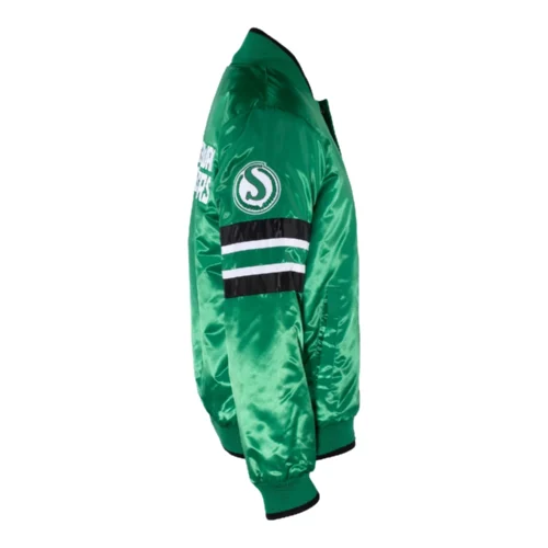 Saskatchewan Roughriders Scout Green Satin Varsity Jacket - Image 4