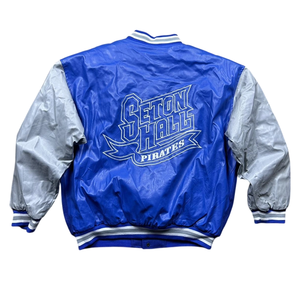 Seton Hall Pirates 90s Vintage Wool & Leather Varsity Jacket - Image 2