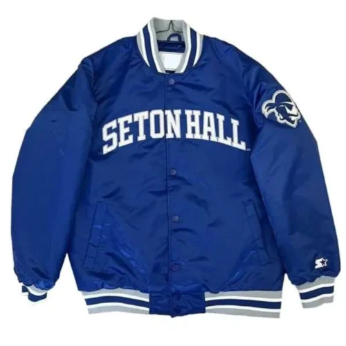 Seton Hall Pirates Vintage Blue Satin Varsity Jacket