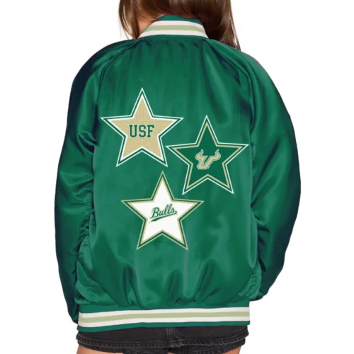 Alternative view of Women's South Florida Bulls Letterman Bomber Satin Varsity Jacket