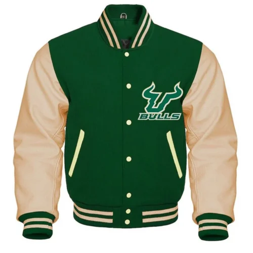 South Florida Bulls Vintage Ribbed Knitted Wool & Leather Varsity Jacket