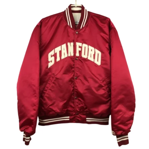 Stanford Cardinal 90's Vintage Red Bomber Satin Varsity Jacket