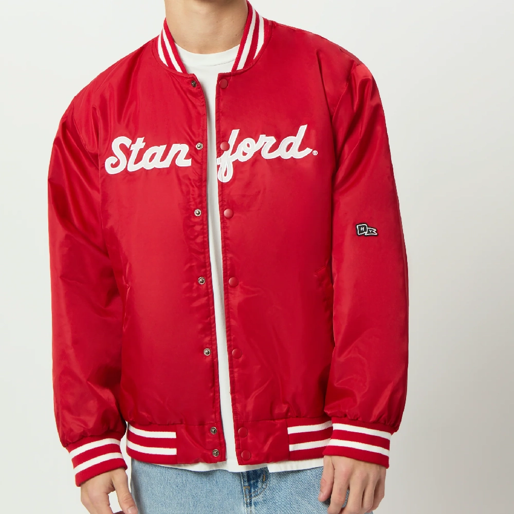 Stanford Cardinal A-Game Vintage Red Satin Varsity Jacket - Image 3
