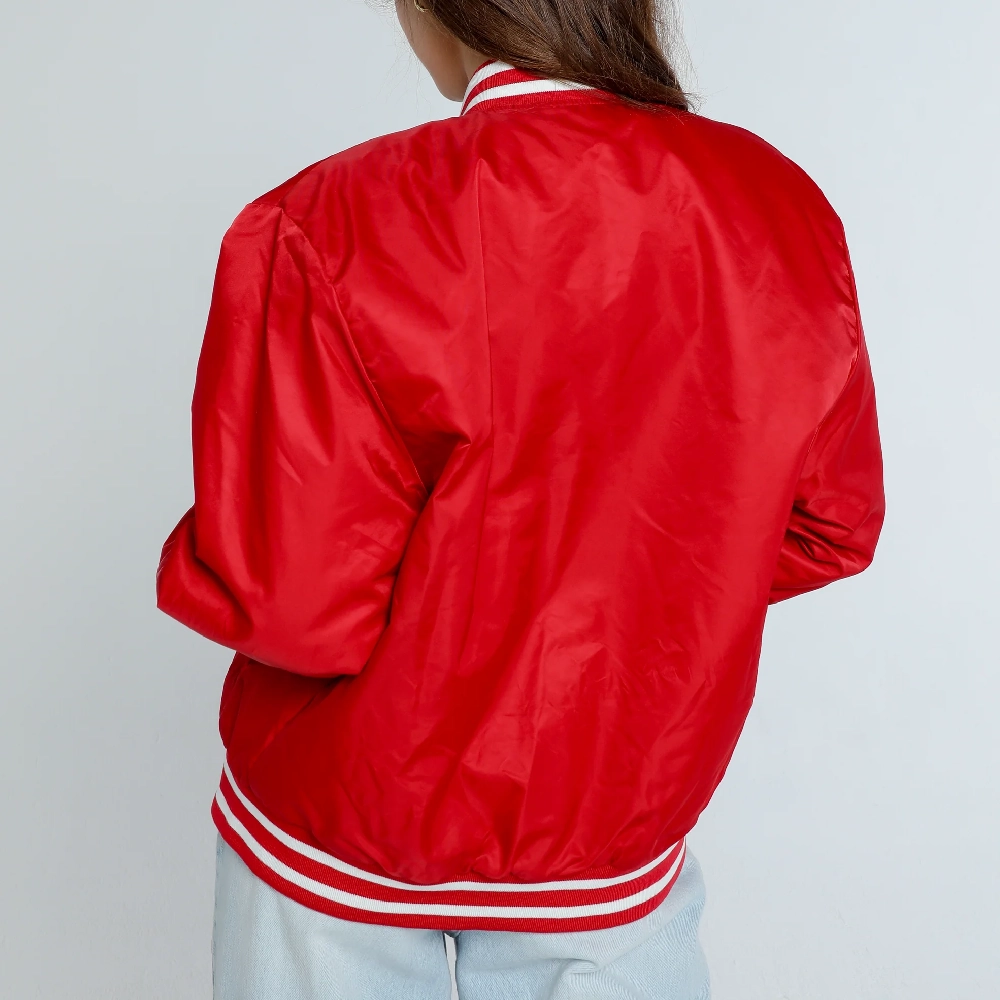 Stanford Cardinal A-Game Vintage Red Satin Varsity Jacket - Image 6