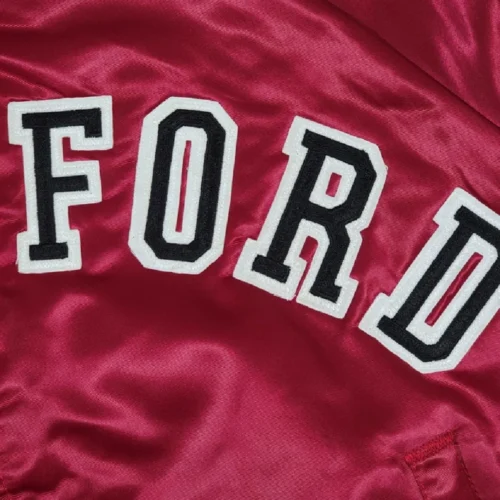 Stanford Cardinal Vintage Red Full Satin Varsity Jacket - Image 4