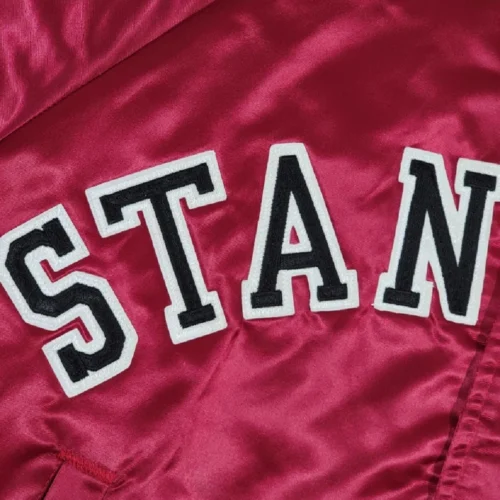 Stanford Cardinal Vintage Red Full Satin Varsity Jacket - Image 3