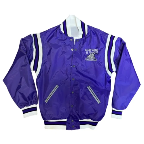 TCU Horned Frogs Vintage Purple Satin Varsity Jacket