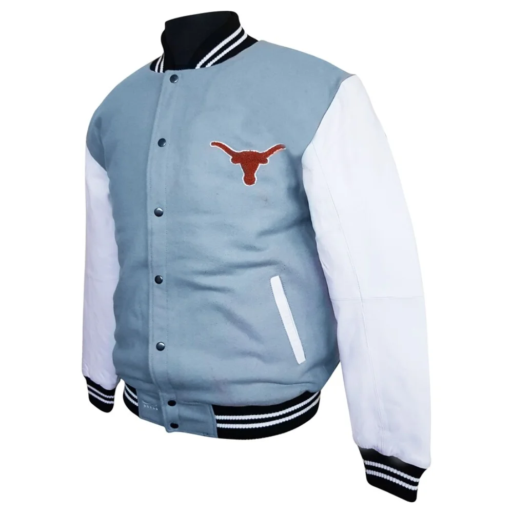 Texas Longhorns Graduate Gray Wool & Leather Varsity Jacket