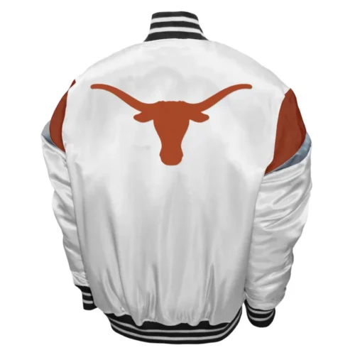 Alternative view of Texas Longhorns  Power White Satin Varsity Jacket