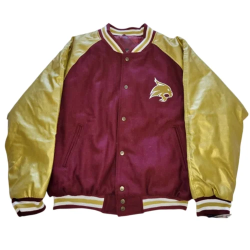Texas State Bobcats Vintage Maroon & Gold Satin Varsity Jacket