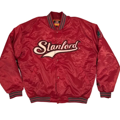Vintage Stanford Cardinal Logo Red Satin Varsity Jacket