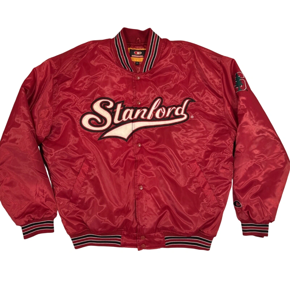 Vintage Stanford Cardinal Logo Red Satin Varsity Jacket