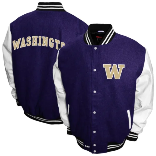 Washington Huskies Graduate Wool & Leather Varsity Jacket - Image 3