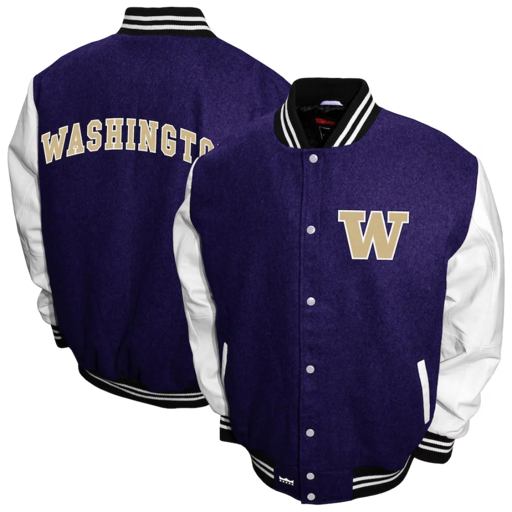 Washington Huskies Graduate Wool & Leather Varsity Jacket - Image 3