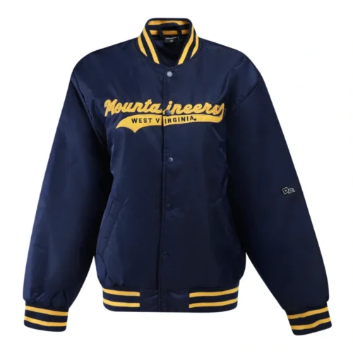 Men's West Virginia Mountaineers A-Game Satin Varsity Jacket - Image 4