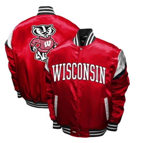 Wisconsin Badgers Power Satin Varsity Jacket - Image 3