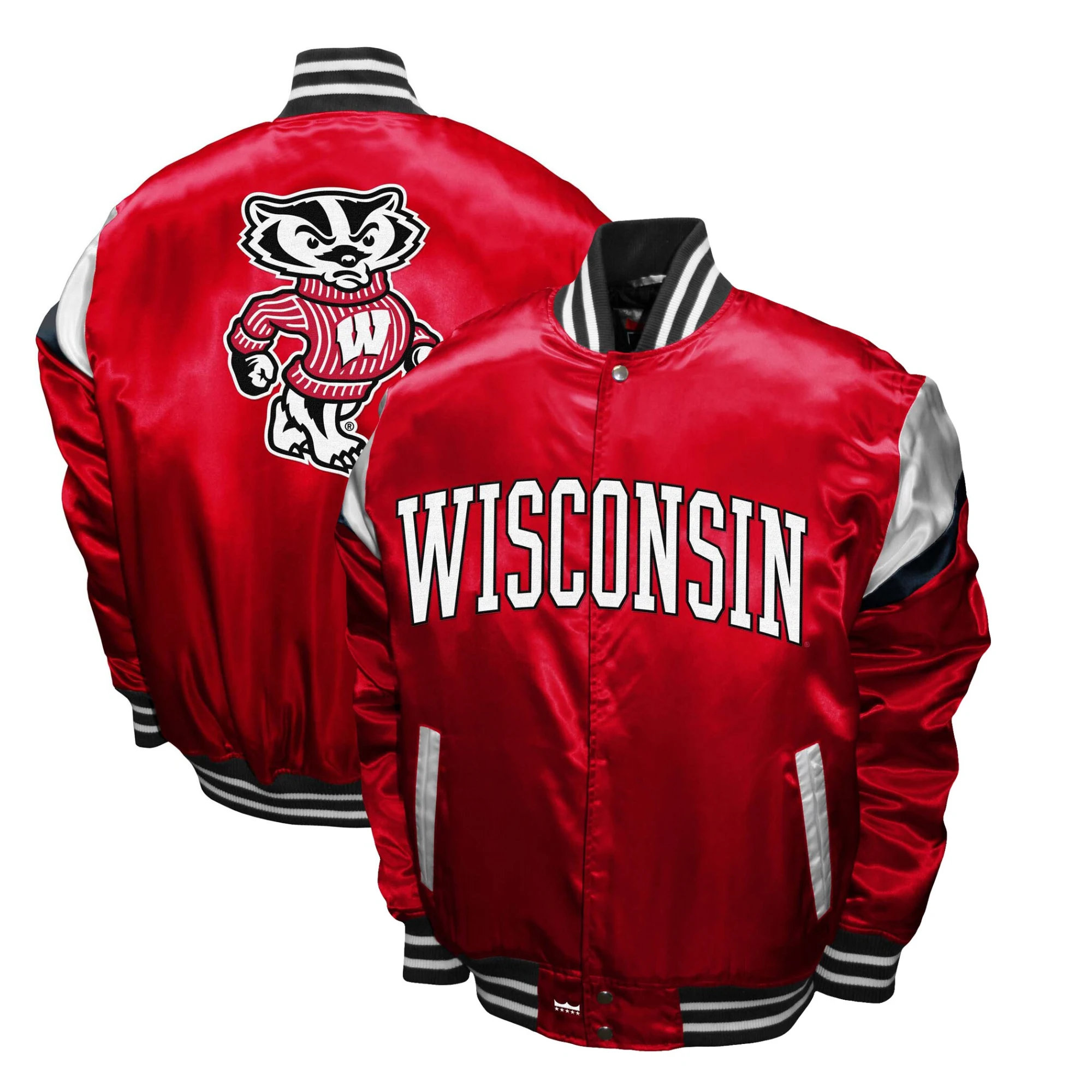 Wisconsin Badgers Power Satin Varsity Jacket - Image 3