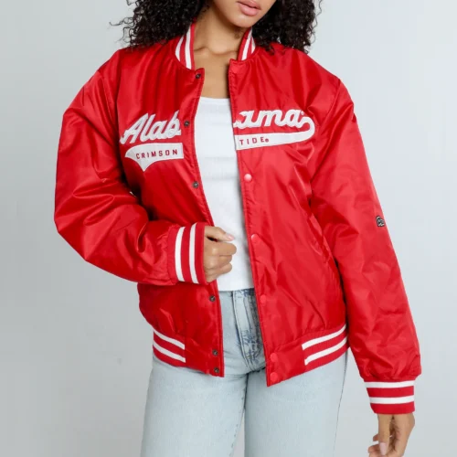 Women Alabama Crimson Tide A-Game Satin Varsity Jacket