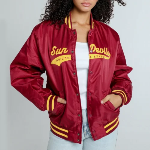Women Arizona State Sun Devils A-Game Satin Varsity Jacket