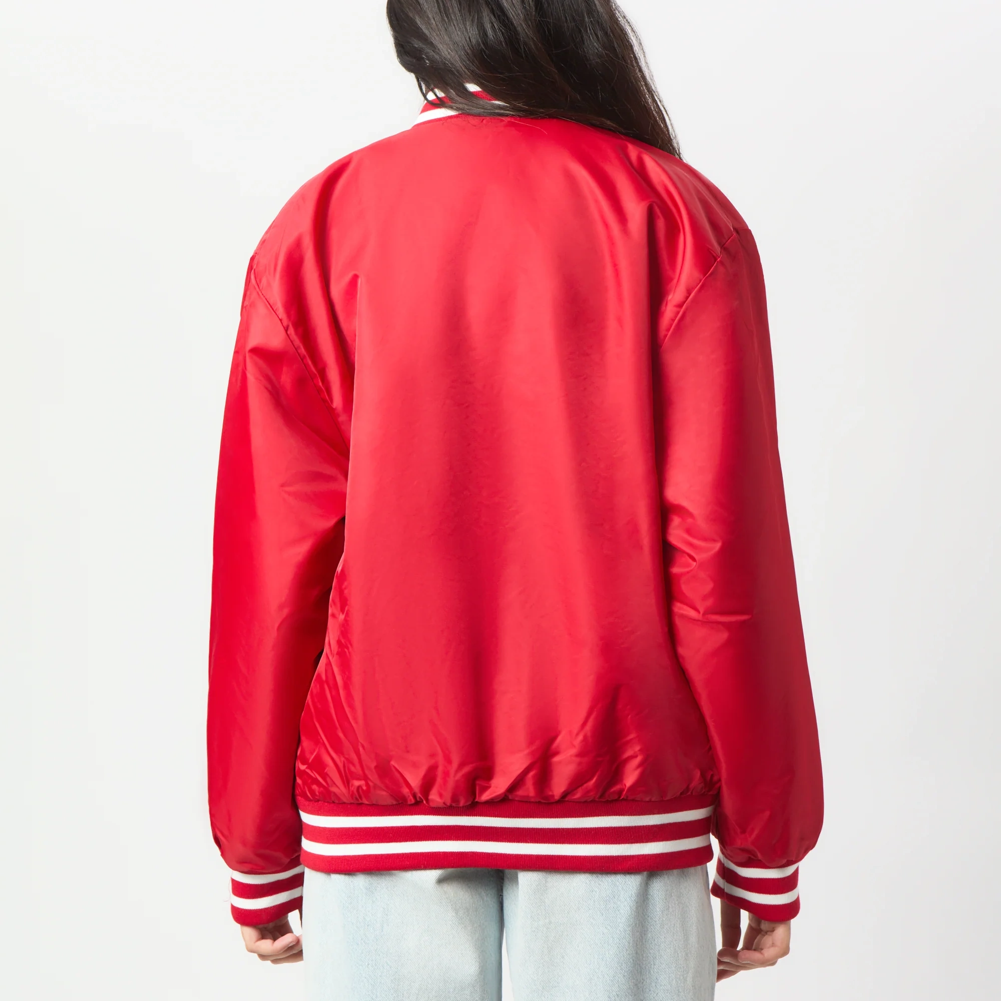 Women Arkansas Razorbacks A-Game Satin Varsity Jacket - Image 3
