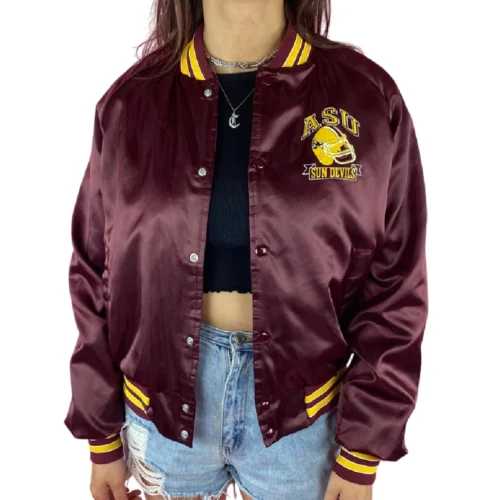 Women's Arizona State Sun Devils 90's Vintage Bomber Satin Varsity Jacket