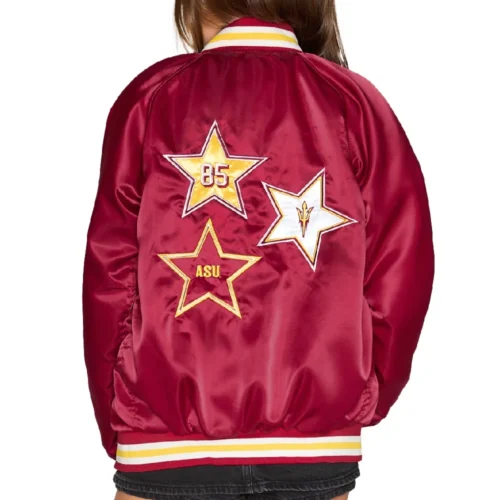 Alternative view of Women's Arizona State Sun Devils Letterman Bomber Satin Varsity Jacket