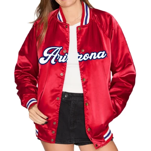 Women's Arizona Wildcats Letterman Bomber Satin Varsity Jacket