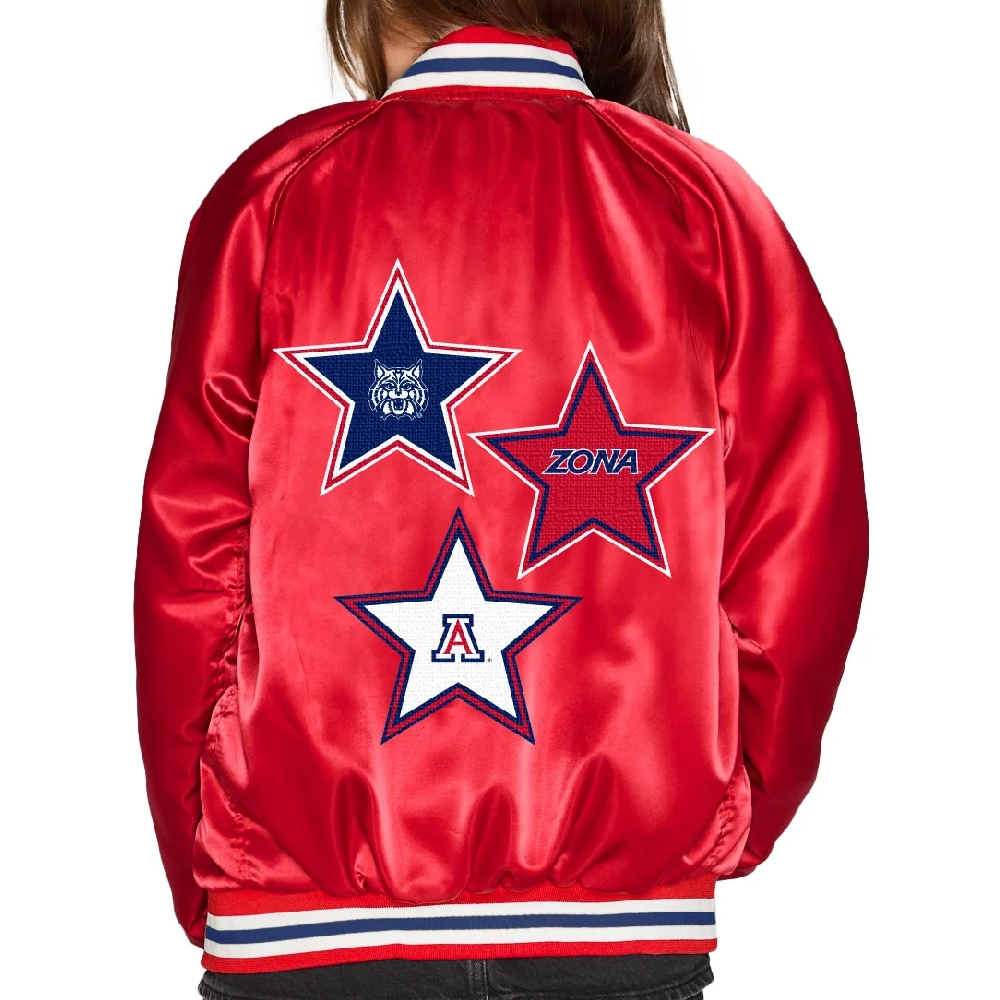 Women's Arizona Wildcats Letterman Bomber Satin Varsity Jacket - Image 2