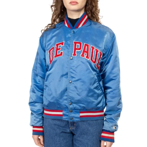Women's Depaul Blue Demons 80s Vintage Satin Varsity Jacket