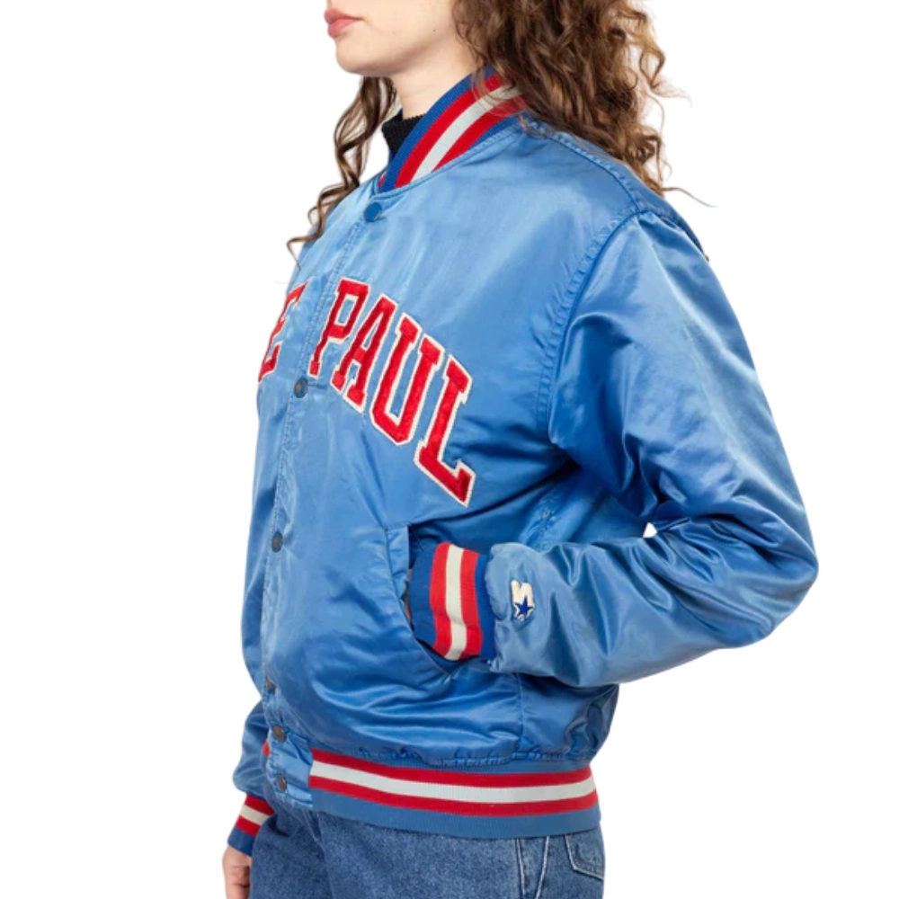 Women's Depaul Blue Demons 80s Vintage Satin Varsity Jacket - Image 3