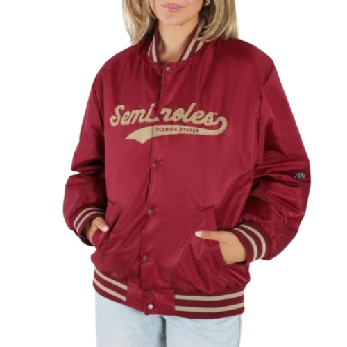 Women's Florida State Seminoles A-Game Satin Varsity Maroon Jacket