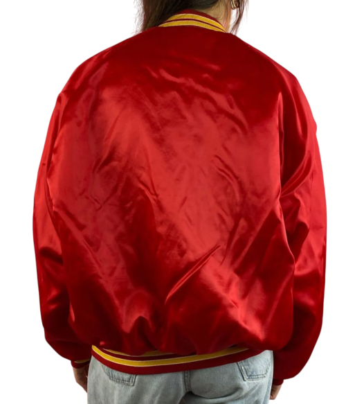 Alternative view of Women's Kansas City Chiefs Vintage Red Bomber Satin Varsity Jacket