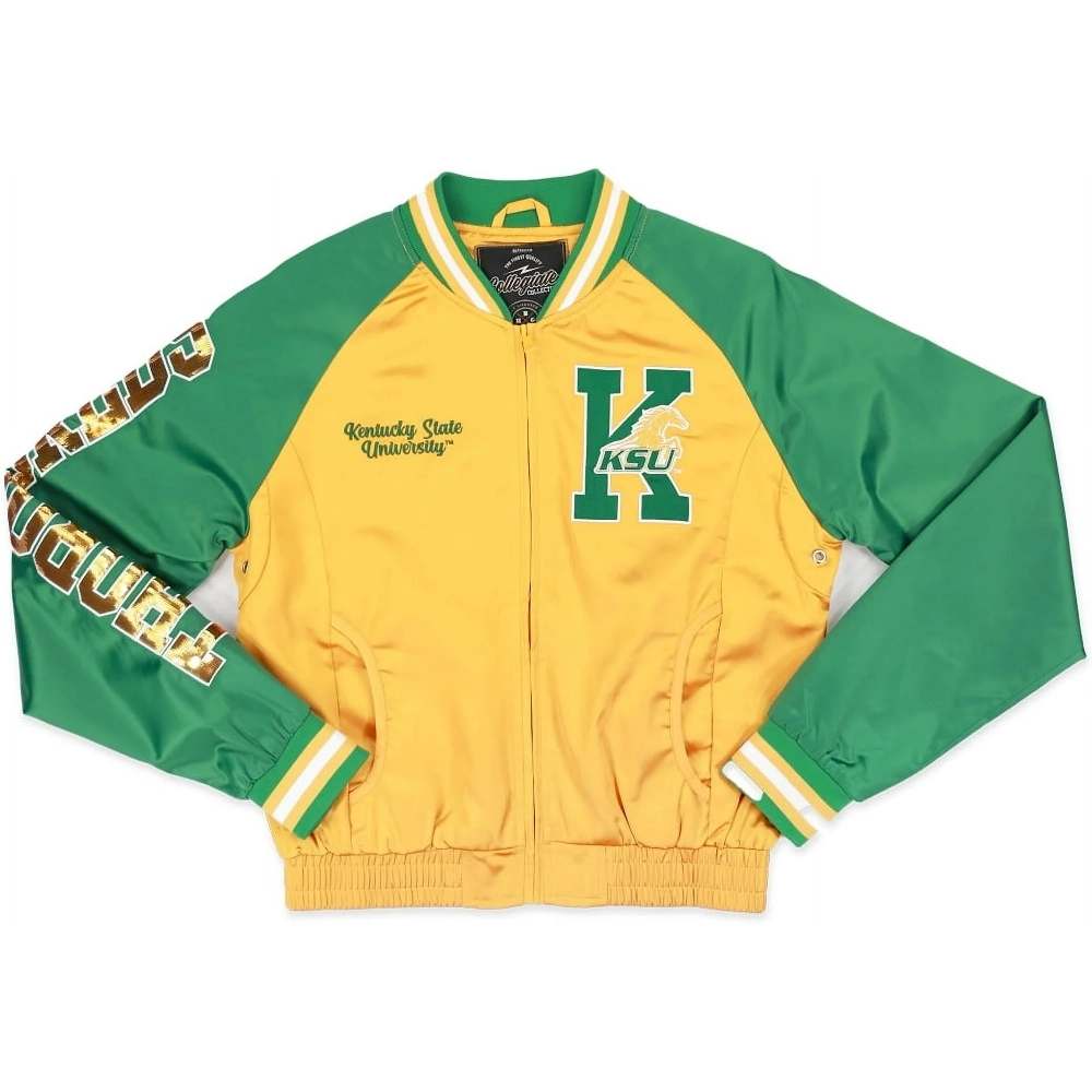 Womens Kentucky State Thorobreds Big Boy Vintage Satin Varsity Jacket