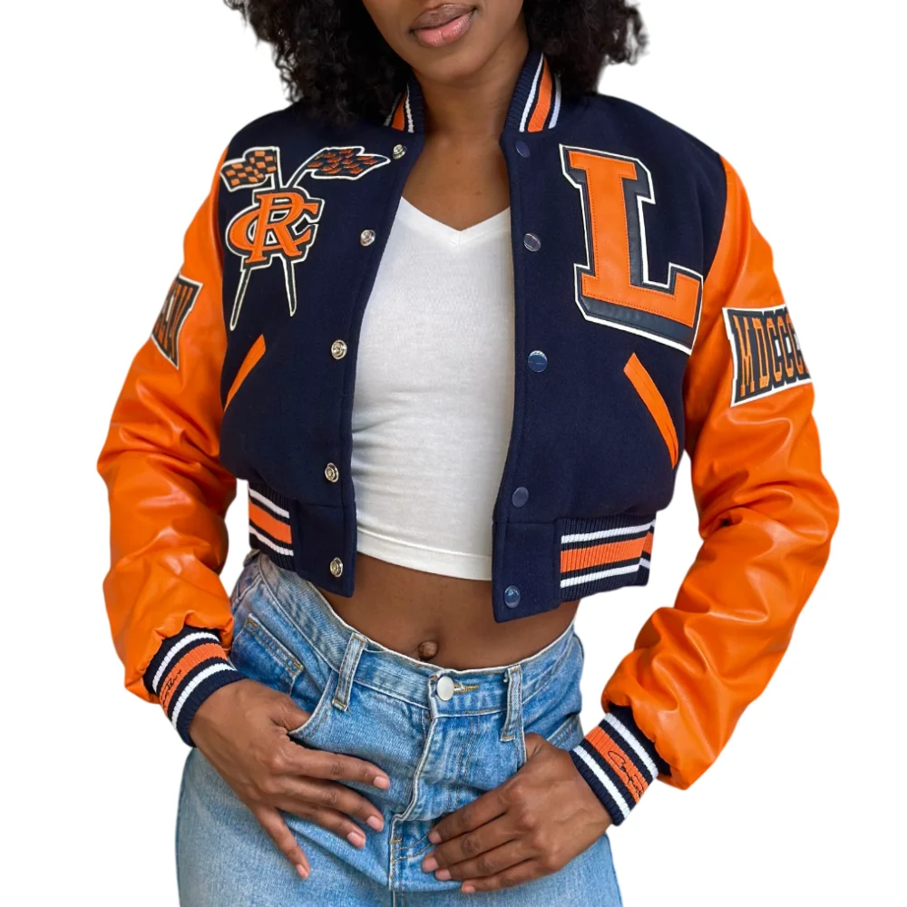 Women's Lincoln Lions Campus Remix Wool & Leather Varsity Jacket