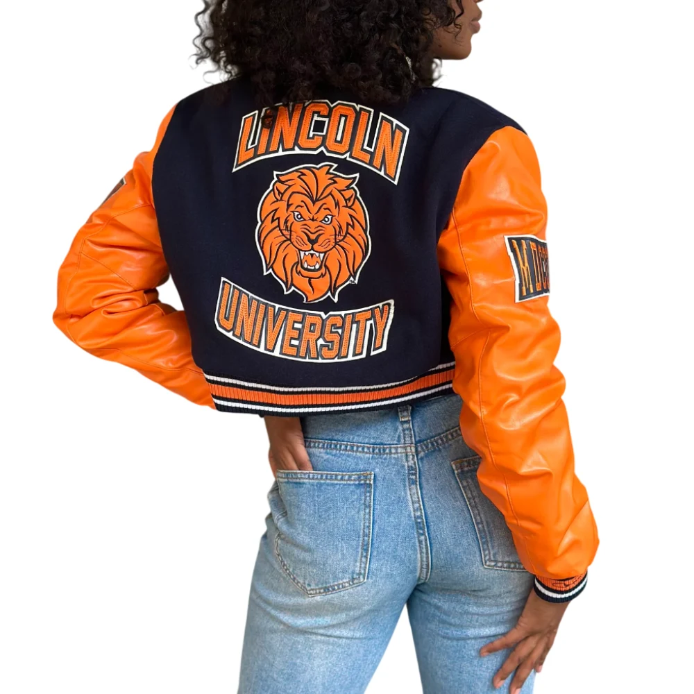 Women's Lincoln Lions Campus Remix Wool & Leather Varsity Jacket - Image 3