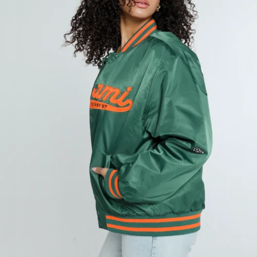 Alternative view of Women's Miami Hurricanes A-Game Satin Varsity Jacket