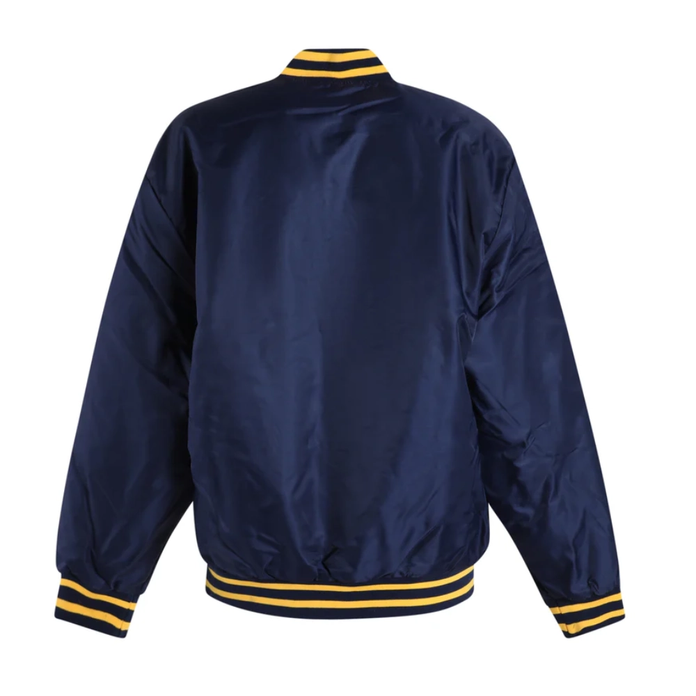 Women's Michigan Wolverines A-Game Satin Varsity Navy Jacket - Image 5