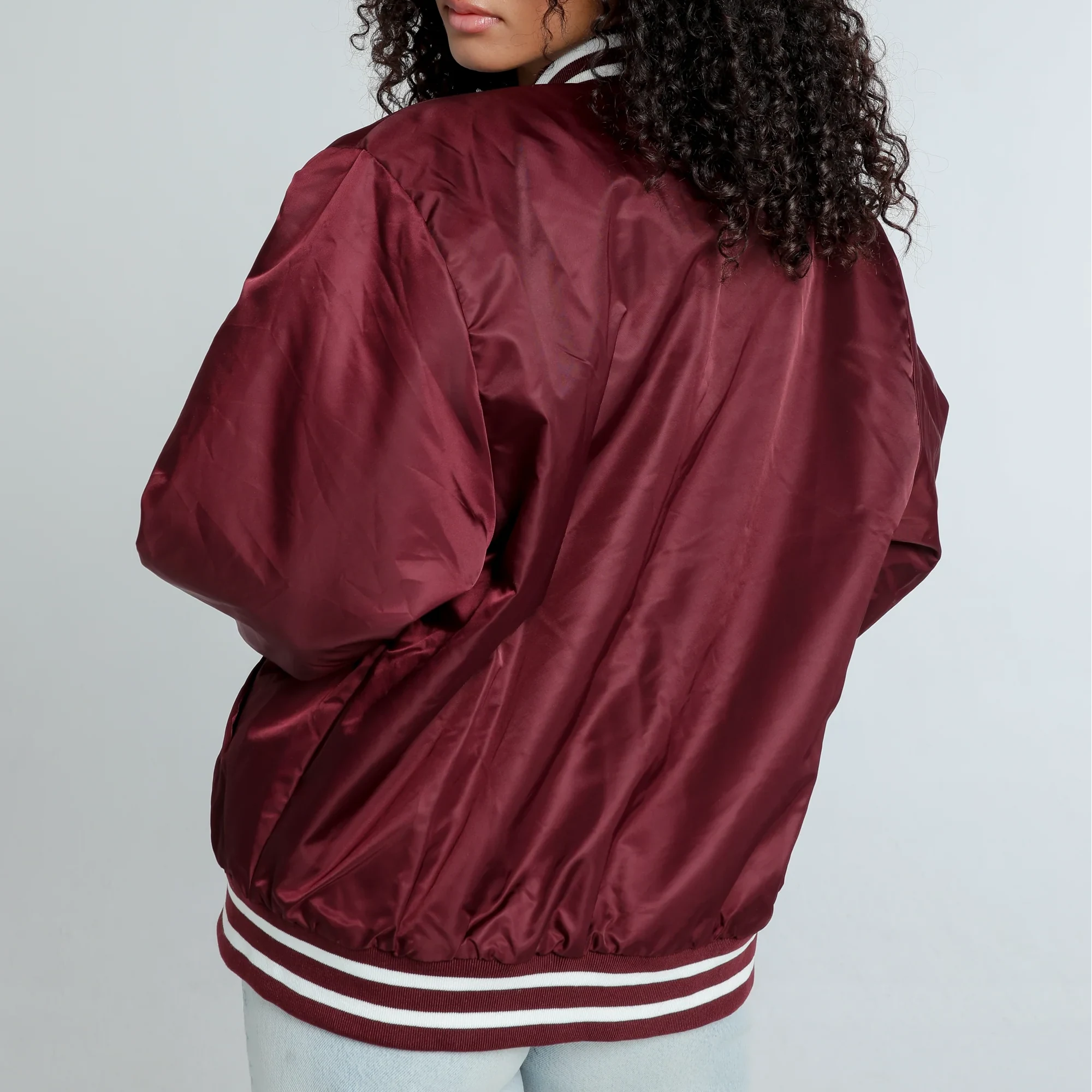 Women's Mississippi State Bulldogs A-Game Satin Varsity Jacket - Image 4